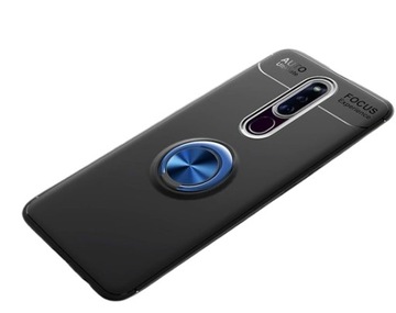 Etui plecki do Oppo F11Pro Czarne z niebieskim pierścieniem
