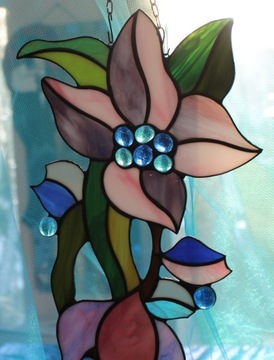 Rajski Kwiat Tiffany Witraż Fiolet II