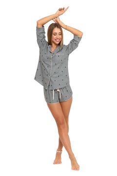 Moraj Štýlové dámske pyžamo s krátkymi šortkami, rozopínateľný vrch 4500-005 L