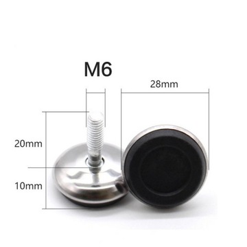 Stopka noga meblowa z przegubem 28x20mm M6 srebrna