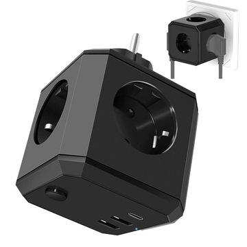 Wielowtykowa potrójna wtyczka z 3 portami USB