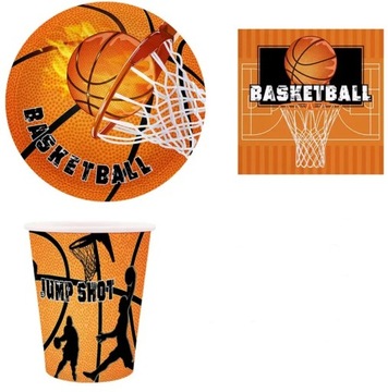 JEDNORAZOWY ZESTAW URODZINOWY BASKETBALL KOSZYKÓWKA 72 SZT