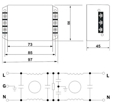 Сетевой противопомеховый фильтр EMI RFI, 20 А, 230 В, однофазный