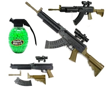KARABIN Pistolet NA KULKI AK Z LASEREM +GRANAT 800