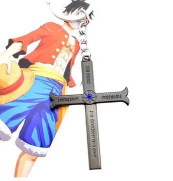 Dracule Mihawk krzyż BRELOK ONE PIECE srebrny