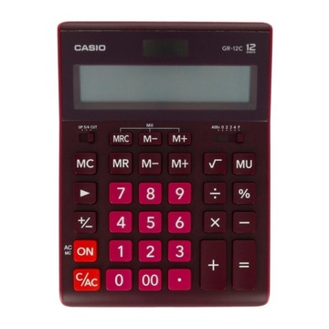 Kalkulator CASIO GR-12C-WR czerwony ciemny