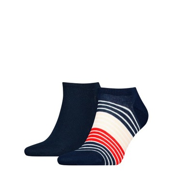 TOMMY HILFIGER SKARPETY SKARPETKI STOPKI 2P GRANATOWE/WIELOKOLOROWE r.39-42