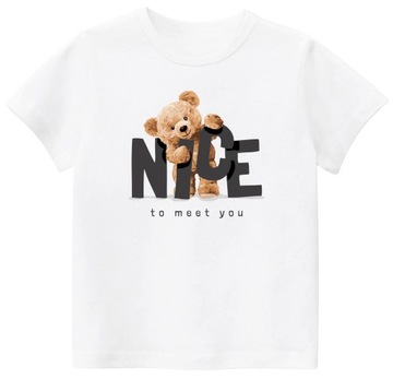 Koszulka z misiem T-shirt dziecięcy Miś do przedszkola szkoły r. 104
