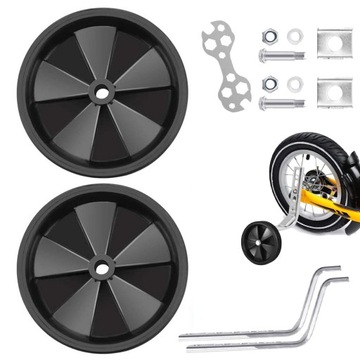 БОКОВЫЕ ПОДДЕРЖИВАЮЩИЕ КОЛЕСА ДЛЯ ВЕЛОСИПЕДА 12–20 ДЮЙМОВ, ЧЕРНЫЕ УНИВЕРСАЛЬНЫЕ