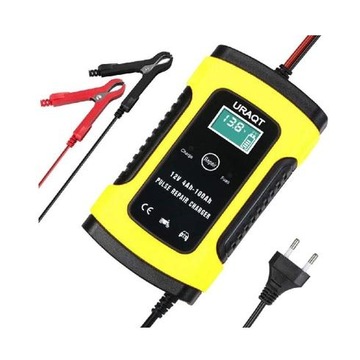 Ładowarka Do Akumulatorów Mini Prostownik 12V URAQT ZYX-J10 ŻÓŁTY LCD