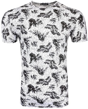 KOSZULKA MĘSKA T-SHIRT PRINT LISTKI T1069 r. XXL
