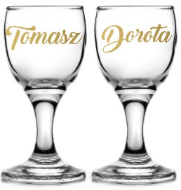Oszukane kieliszki 15ml na stopce wesele IMIONA