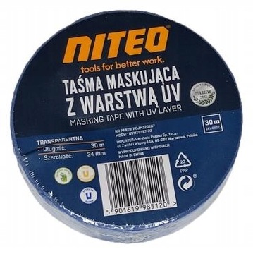 TAŚMA MASKUJĄCA Z WARSTWĄ UV 30MX24MM TRANSPARENTN
