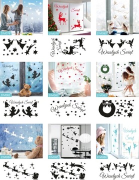 РОЖДЕСТВЕНСКИЕ НАКЛЕЙКИ НА ОКНА РОЖДЕСТВЕНСКИЕ УКРАШЕНИЯ НАРУЖНЫЕ ВИТРИНЫ МАГАЗИНА