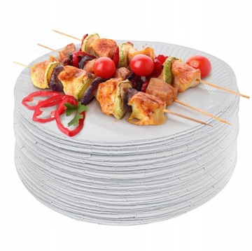 Talerze papierowe 23cm duże białe 100szt EKO talerzyki jednorazowe na grill