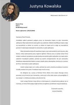 Edytowalny Szablon Listu Motywacyjnego 4/22/LM