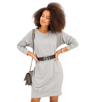 Sukienka dresowa oversize ściągacz kieszenie, S/M
