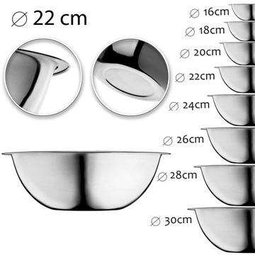 САЛАТНИК ИЗ НЕРЖАВЕЮЩЕЙ СТАЛИ, 22 см