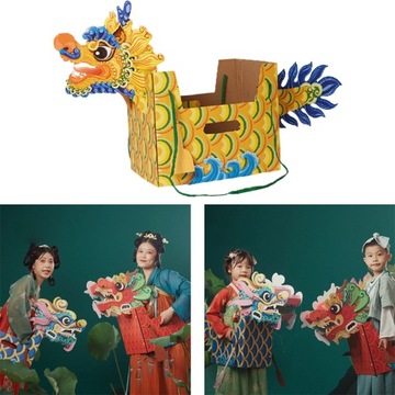 Китайский бумажный дракон Китайский Новый год Лодка-дракон новая, желтая