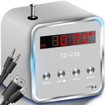 GŁOŚNIK BEZPRZEWODOWY PRZENOŚNY MINI RADIO FM LED BLUETOOTH AUX EKRAN LCD