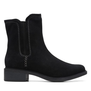 Botki dmaskie skórzane Clarks Maye Zip zamszowe czarne 41