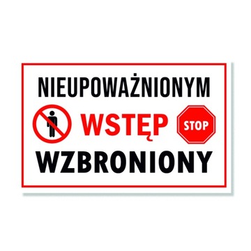 Tabliczka WSTĘP WZBRONIONY 30x19 PCV