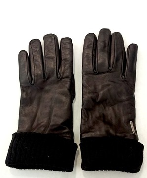 Czarne skórzane damskie rękawiczki Diesel