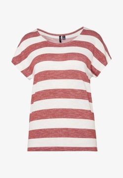 Vero Moda t-shirt biało-czerwony w paski S