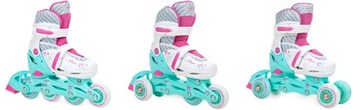 Роликовые коньки Регулируемые 3в1 RAVEN Loret Mint 30-33 со светодиодными колесами