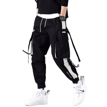 Moda Joggery Spodnie Cargo Młodzieżowe StreetWear,S