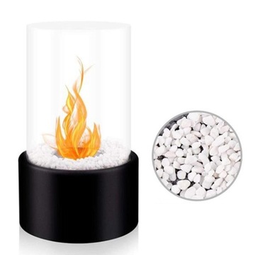 Маленькая черная столешница, ветрозащитная спиртовка, мини-камин.