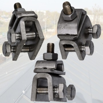 Молниезащитный держатель для листового металла, фальц, ЧЕРНЫЙ, нержавеющий