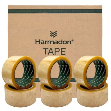 6x TAŚMA PAKOWA BEZBARWNA HarmadonTape ECO SOLVENT TAŚMA 48 mm x 66 m