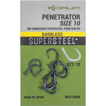 Haczyki Karpiowe Bezzadziorowe Z Oczkiem Korum Penetrator Barbless r. 8