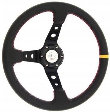 KIEROWNICA SPORTOWA 35cm SKÓRA WZÓR CARBON ŻÓŁTY PASEK + NABA BMW E36