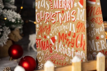 СУМКИ СУМКИ БУМАЖНАЯ упаковка для РОЖДЕСТВА ЭКО 24х10х32 см