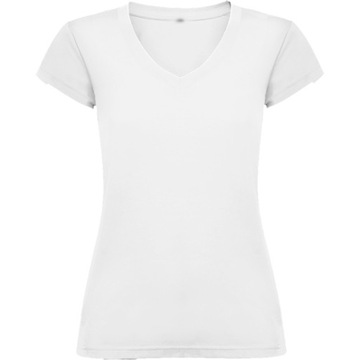 MODNA KOSZULKA DAMSKA T-SHIRT BIAŁY V-NECK DEKOLT V 155g roz.L