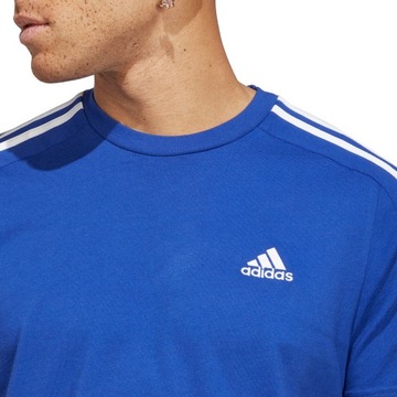 Koszulka męska adidas Essentials Single Jersey 3-Stripes niebieska IC9338 L