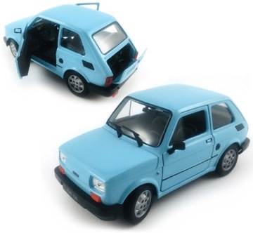 FIAT 126P MALUCH MODEL METAL WELLY 1:21 NIEBIESKI