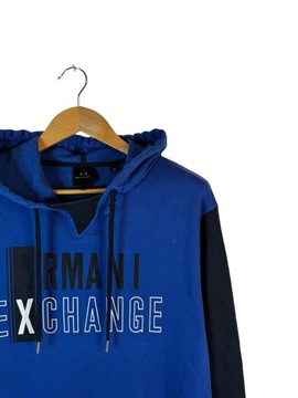 Bluza z kapturem Armani Exchange niebieska logo L Xl