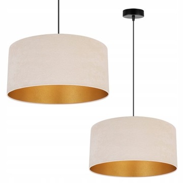 Żyrandol Lampa Wisząca Sufitowa Abażur Złoty Welur