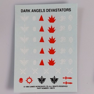 Dark Angels Devastators Transfer Sheet Kalkomanie Artefakt