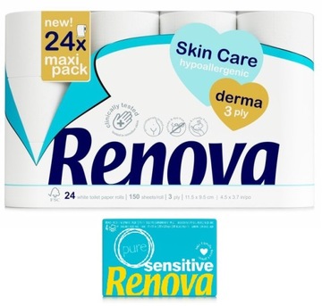 Papier toaletowy Renova SkinCare Derma 24r +chusteczki