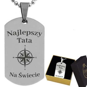 Prezent Na Dzień Ojca Taty Nieśmiertelnik Z Grawerem I Łańcuszkiem Pudełko