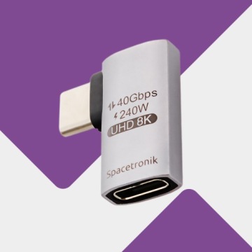 Универсальный угловой адаптер USB-C на USB-C USB4 8K 90 градусов Spacetronik SPU-A20
