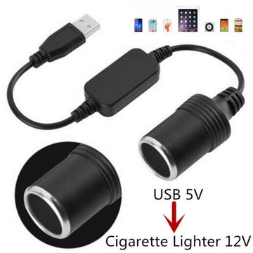 USB-переходник прикуривателя автомобиля 5 В, черный