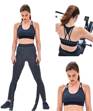 Komplet sportowy LEGGINSY + TOP siłownia FITNESS GYM L/40