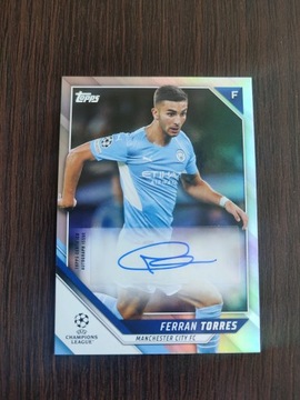 Ferran Torres autograf auto Topss Chrome Manchester City