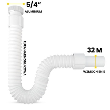 ГИБКИЙ сифон 5/4х32 мм Слив для раковины УСИЛЕННАЯ Труба полусифонная