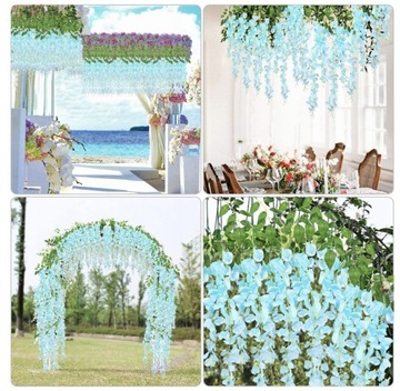 12x WISTERIA GLICYNIA GIRLANDA KWIATOWA GIRLANDY Z WISTERI SZTUCZNE KWIATY